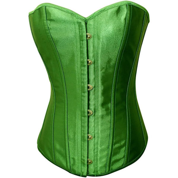 castic Svart Satäng Sexig Stark Benad Korsett Snörning Överbyst Bustier Bodyshaper Topp - Även Vit & Röd Smaragdgrön X-Large