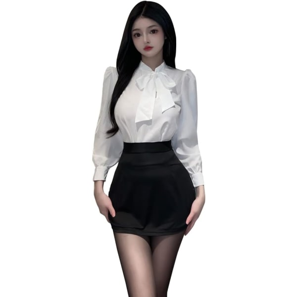LO Dam cosplay sekreterare OL uniform sexig underkläder Sexig underkläder Temptation nattklubb prestandakläder Svart och vit