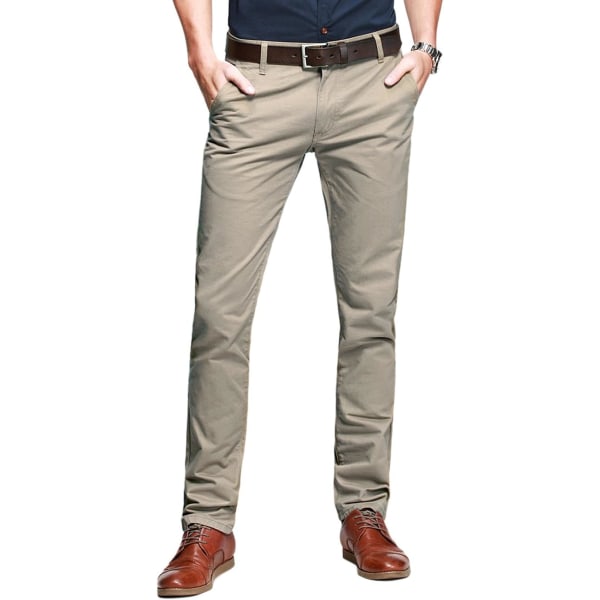 ch herr Slim Tapered Flat Front Casual byxor Ljus Aprikos 29