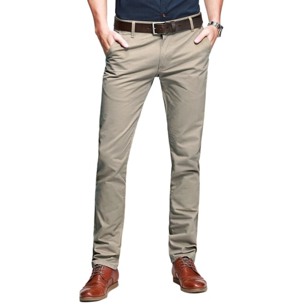 ch Slim Tapered Flat Front Casual Pants Lätt Aprikos 32