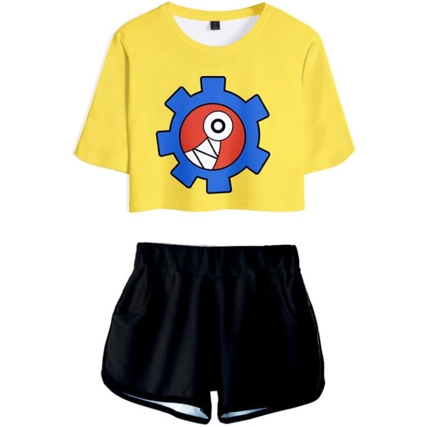 För Cosplay SK8 The Infinity Miya 2-delat set Reki Kyan För Cosplay Kostym T-shirt Shorts Gul Medium