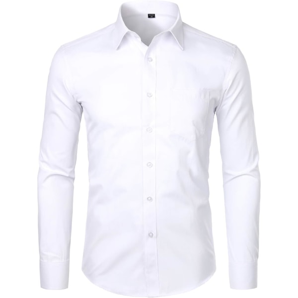 OYAA Långärmad herrskjorta Solid Slim Fit Casual Business Formella Button Up-skjortor med ficka Micro Twilled W Medium