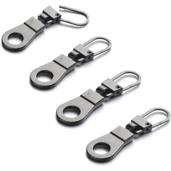 eer dragkedja dragkedja ersättning för små hål dragkedja, avtagbar dragkedja flik reparation för kläder jackor stövlar handväska 4 stycken 4 st GunBlack
