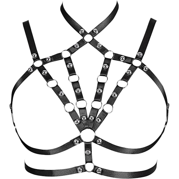 en's bröstsele bh plus size midjekorg metallkedja bh gotisk jul karneval halloween dansdräkt svart 255
