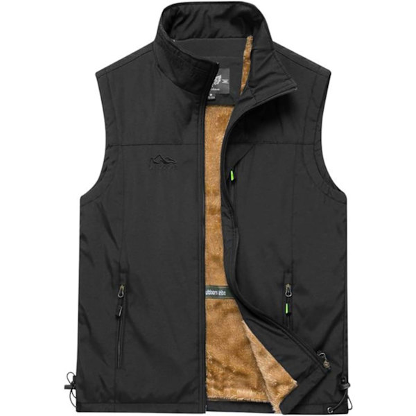 uo herr Sherpa-fodrad fleeceväst vinterfiske reseverktygsväst Gilet svart X-Large