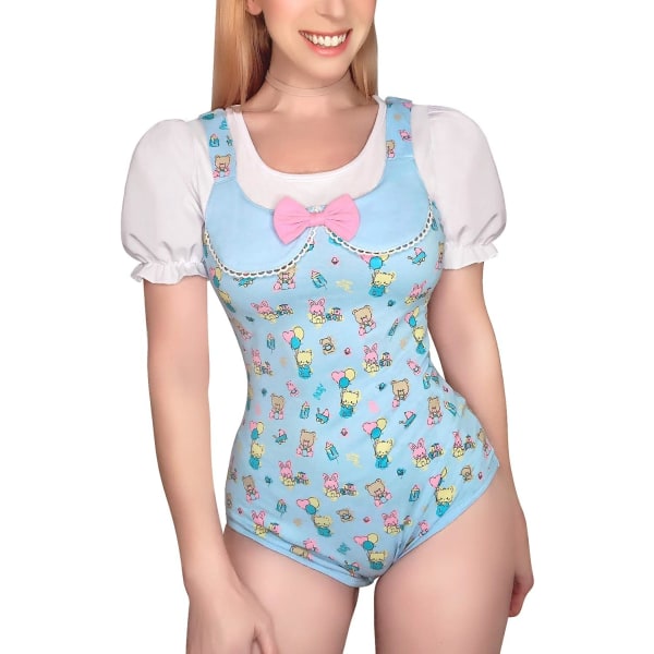tleforbig Cotton Button Gret Romper Onesie Pyjamas Bodysuit – Baby Cuties Blue 3X-Large