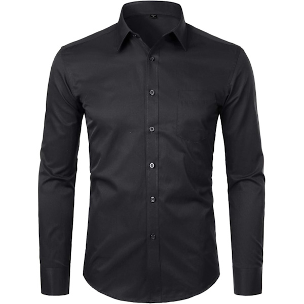 OYAA Herr Långärmad Klänning Skjorta Solid Slim Fit Casual Business Formell Knapp Upp Skjortor med Fick Micro Twilled B X-Large