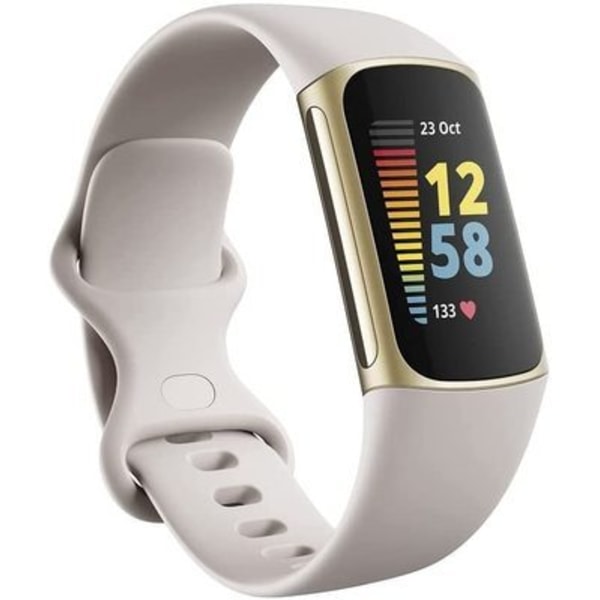Charge 5 Advanced Health and Fitness Tracker med inbyggd GPS, stresshanteringsverktyg, sömnspårning, 24/7 puls och mer vit