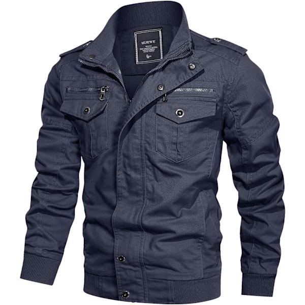 EWE Herr Militärjacka Utomhus Lätt Bomullsjacka Casual Bomber 01 Marinblå Medium