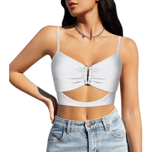 tudineus Kvinnor Justerbar Metallic Sexig PU Läder Bralette BH Väst för Festivaler, Raves, Clubwear Silver Stor