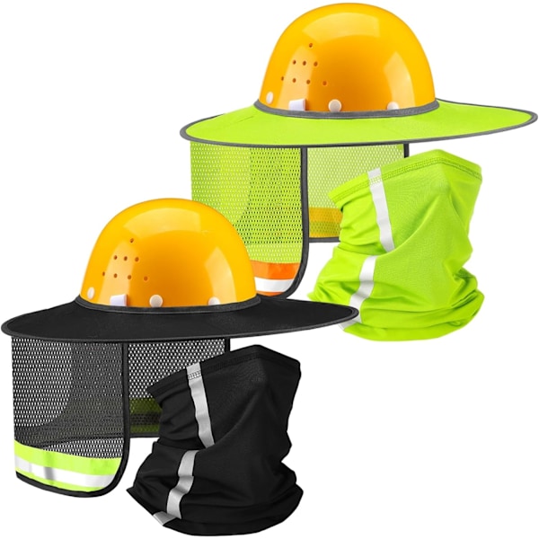 ieces/ 2 set solhatt med hög synlighet solskydd full brätte mesh nackskydd solskydd nackskydd nackskydd bandana ansikte  gul, svart
