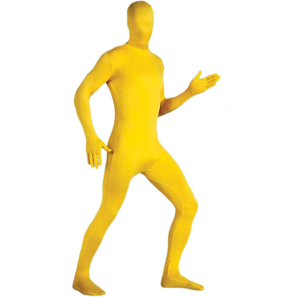 ler herr- och damspandex heldräkt zentai-dräkt gul medium