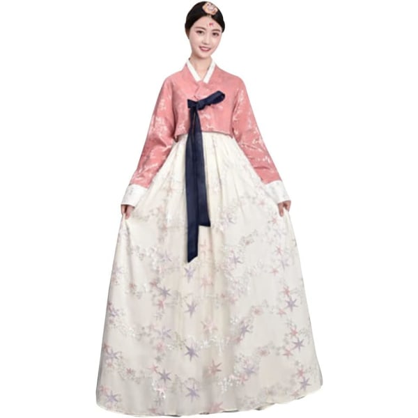 ATPG Hanbok Damklänning Koreansk Hanbok Traditionell Klänning Kvinnlig Bröllopsdans Cosplay Halloween Kostym Långärmad Klass Mörk Rosa Vit Stor