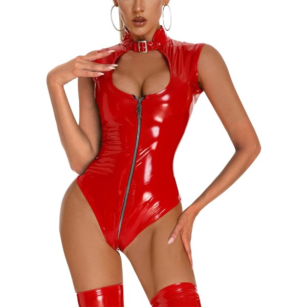 egy dam konstläder kjol med hög midja delad dragkedja Minikjol Bodycon Stretch-kjolar Röd-19 Medium