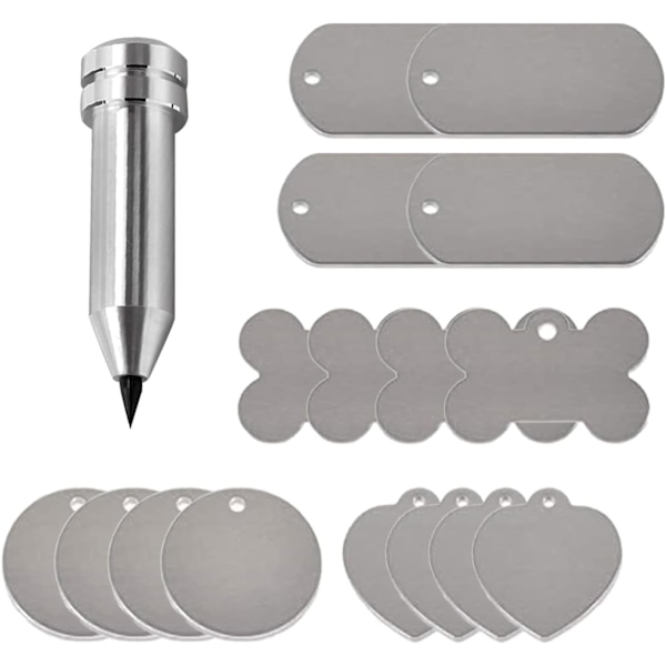 Ehing/Gravering Precision Tip Tool med 12 stycken olika metallstämplingsämnen (4 kärlek + 4 ben + 4 runda + 4 remsor) för Maker & Explore Air och E