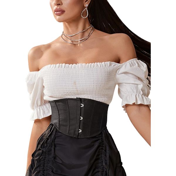 vila.Y Fashion Korsett Dam Sexig Nät Underbust Shaper Korsett Svart Läder S XX-Large