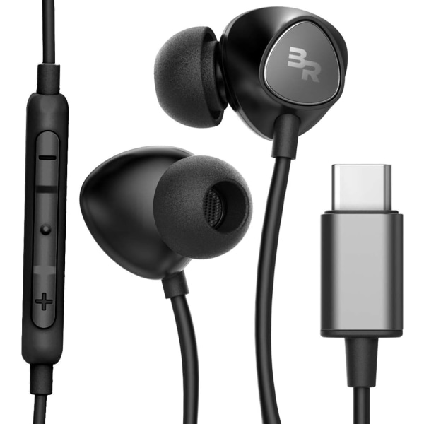 U-C hörlurar (V100) Högpresterande in-ear trådade hörlurar (Type-C-anslutning) med mikrofon och volymkontroll + mikrofon för Note 10/20 /S10/S20/S21/Pl