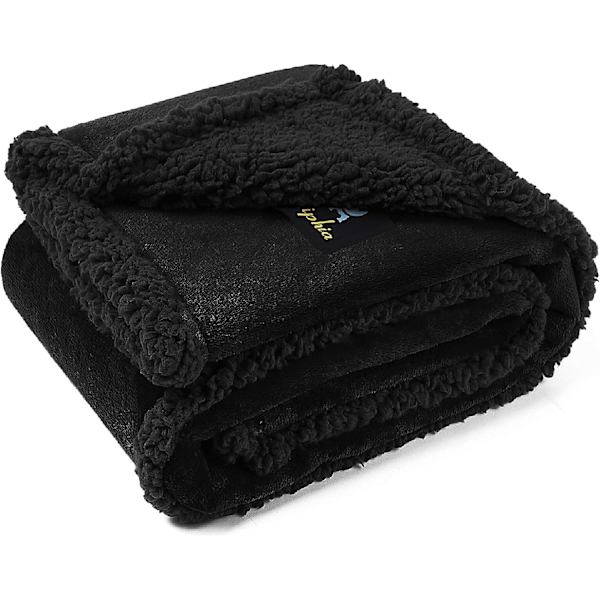 Vattentät husdjursfilt, vätsketät filt för hundar för soffa säng soffa, vändbar Sherpa fleece möbelskyddsskydd svart S (40\" x28\")