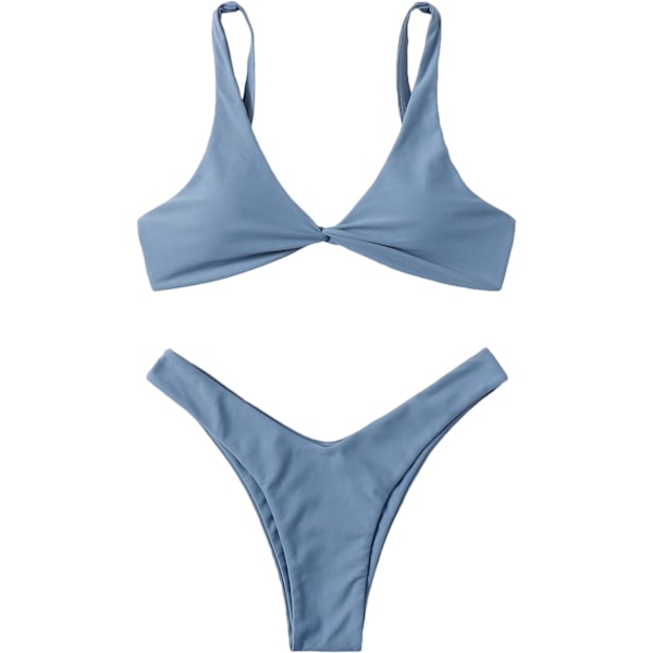dusa Dam Twist Front High Cut Thong Tvådelad Bikini Set Baddräkt Skifferblå X-Small