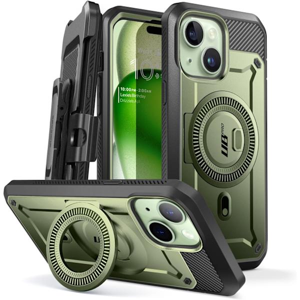 CASE Unicorn Beetle Pro Mag Case för iPhone 15 6.1\", Kompatibel med MagSafe Full Body Rugged Case med inbyggd skärm  Guldan
