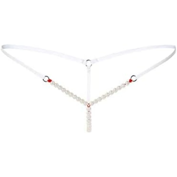 eSex Damkläder Sexiga Mikro Pärlor G-String Trosa Trosa Sexig V-String Nattkläder Underkläder Vit