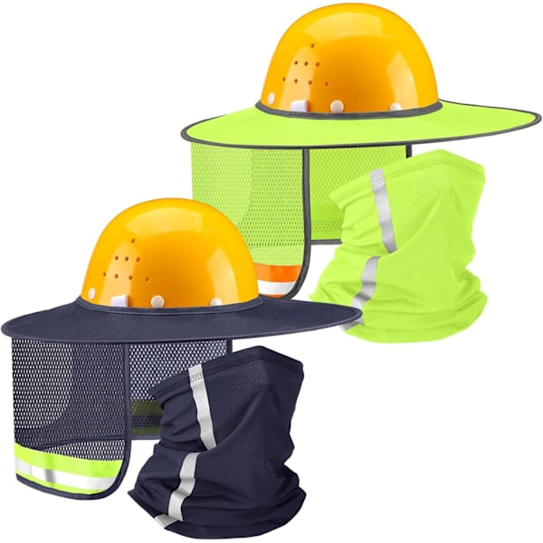 ieces/ 2 set solhatt med hög synlighet solskydd full bredd mesh nackskydd solskydd nackskydd nackskydd bandana ansikte  gul, marinblå