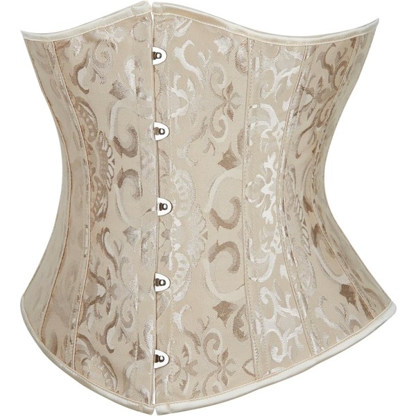 VYSHI Underbust Korsett - Korsetter för kvinnor - Midjeslankare Shaper Bonad Satin Snörning Vintage Bustier Top Jacquard beige XX-Large