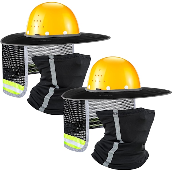 ieces/ 2 set solhatt med hög synlighet solskydd full bredd mesh nackskydd solskydd nackskydd nackskydd bandana ansikte  svart