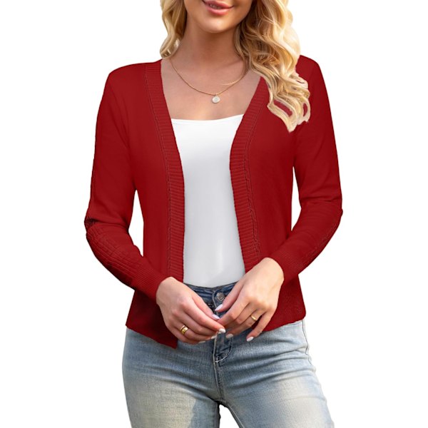 amee Dam 3/4 Ärm Klippt Cardigan Tröjor Öppen Fram Bolero Korta Shrugs S-XL