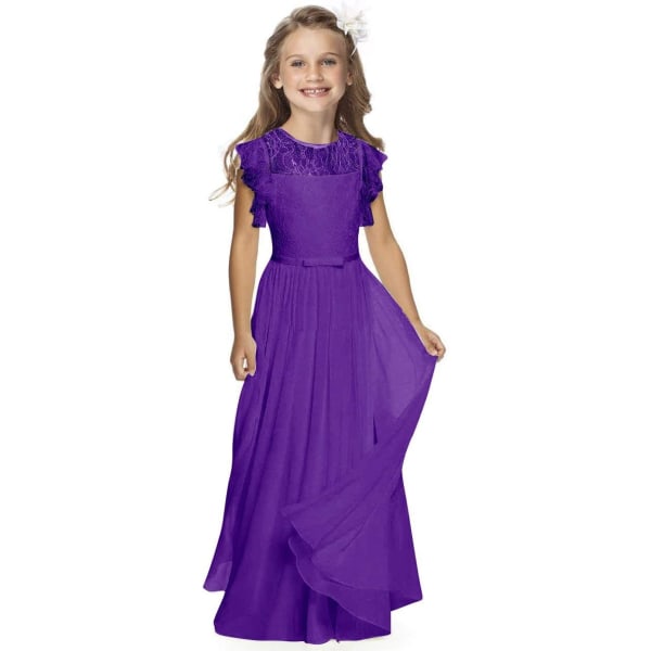 Nattvardklänningar för flickor 1-12 år Benvita storlek 2 Lila 10