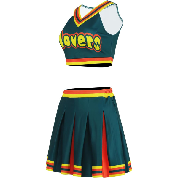 iece Kvinnor Cheerleader Costume Top Kjol Set Cosplay Cheer Outfit Halloween Cheerleading Party Marinblå Stor