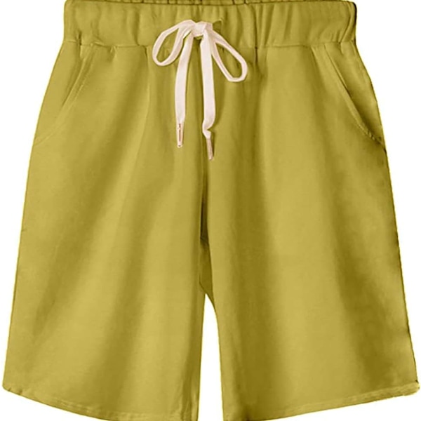 ket Dammjuk mjuk stickad elastisk midja jersey Bermuda shorts med dragsko