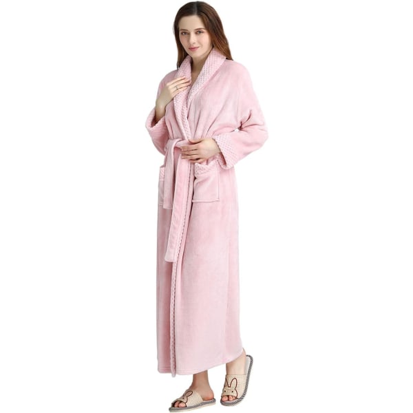 ASA Fleece-badrockar för kvinnor, plyschbadrock med sjalkrage, hel längd, badrock i flera färger, sjalkrage Pi Large-X-Large
