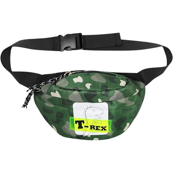 YC Kids Söt tecknad dinosaurie midjeväska liten canvas axelväska löparbälte väska för småbarn pojkar, camo camouflage mönster
