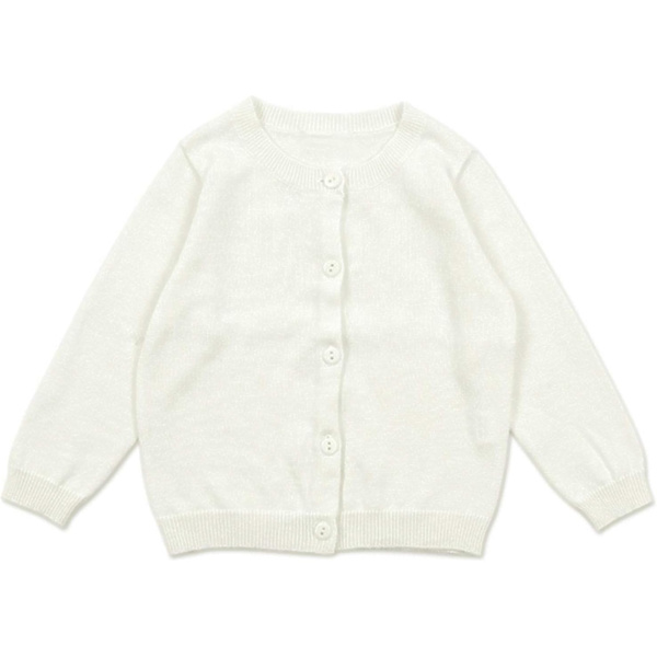 IBK Flickor Cardigan Långärmad Crewneck Cardigan Stickad Knapp Cardigan Solid Tröjor Baby Flickor