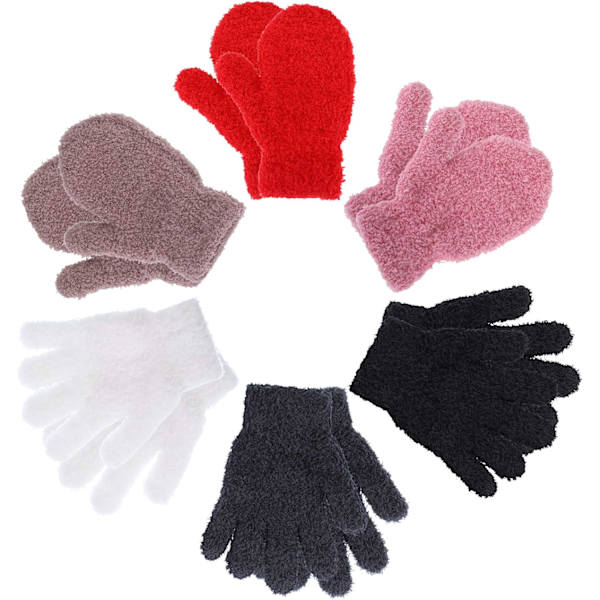 airs Toddler Knitted Gloves Kids Winter Warm Stretchy Mittens Soft Lightweight Mittens for Boys and Girls  for 4-7 Years Old
