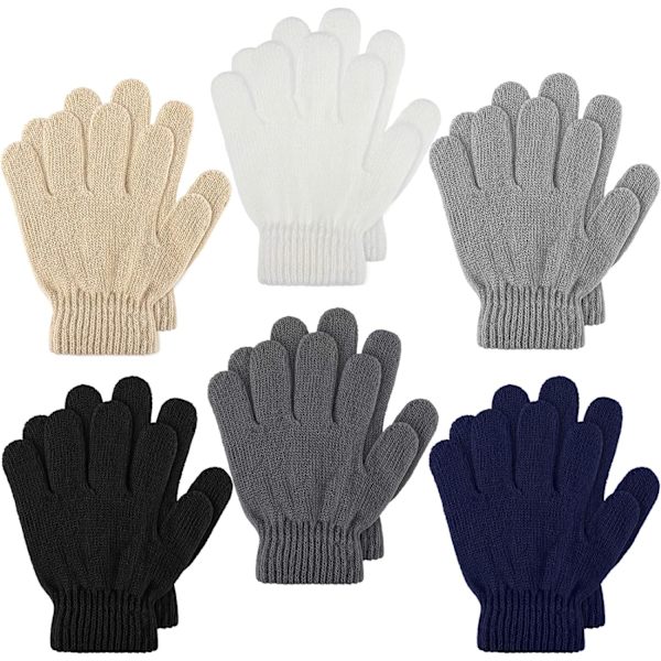 airs Vinter Barnvantar Varma Stickade Småbarnsvantar Babyvantar Mjuka Tjocka Stretchiga Vantar Vantar för Pojkar Flickor 1-4 År Mörk Färg Hela Fingrar