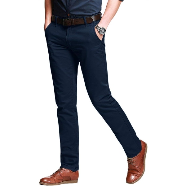 ch Slimmade, avsmalnande stretchiga casual för män 8050 Marinblå# 42W x 31L