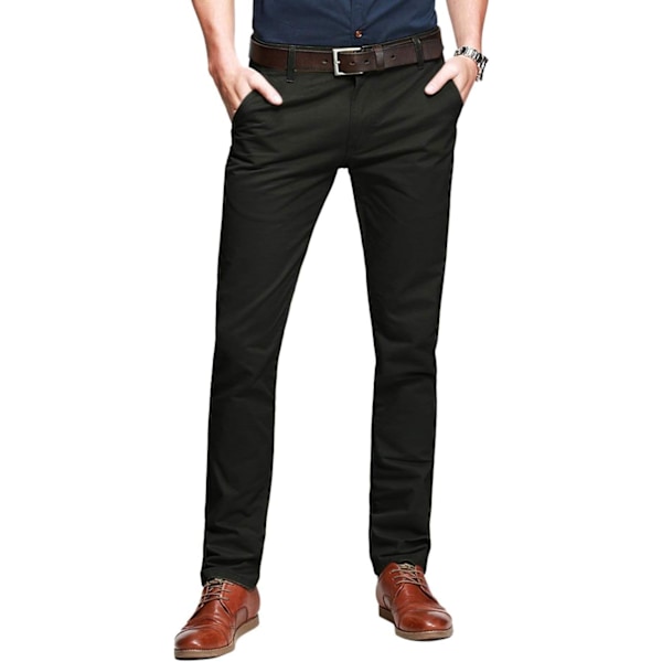 ch herr smal avsmalnande platt front casual byxor armégrön 38
