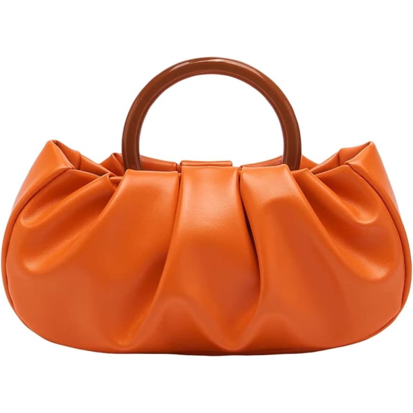 dusa Ruched liten handväska för kvinnor Clutch handväska Dumpling Pouch Väska Orange One Size