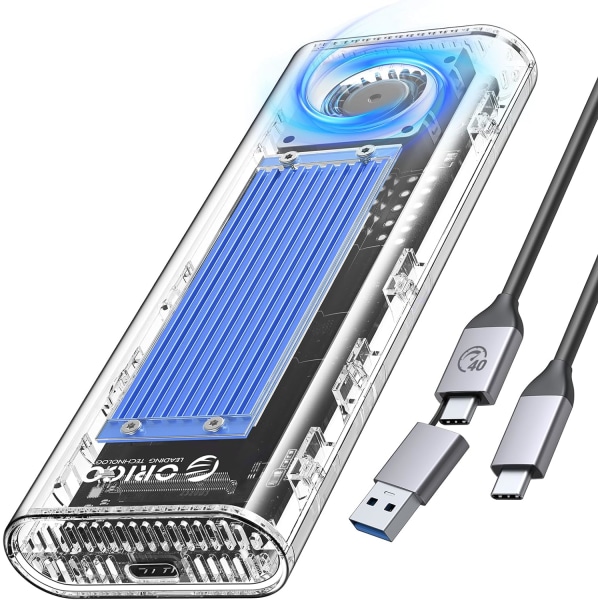 8  40 Gbps M.2 NVMe SSD-hölje med inbyggd kylfläkt, verktygsfritt externt hårddiskhölje, stöd för 2230 2242 2260 2280 (endast M-nyckel), kompatibel med Thunderbolt 3/4 USB4/3.2/3.1/3.0/2.0 40 Gbp