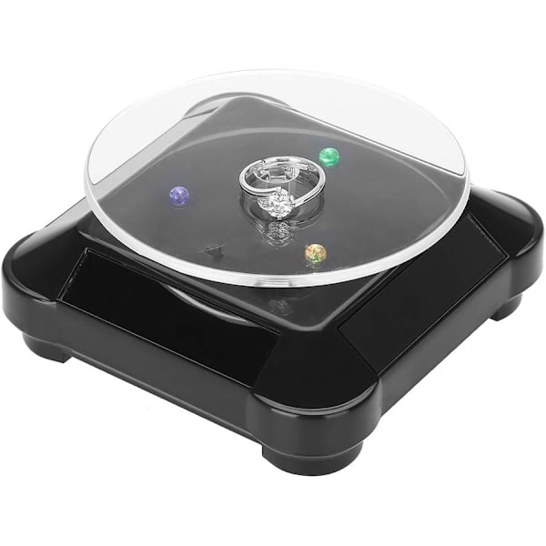 Betyg Display Stativ Solar, Smycken Telefon Klocka 360 Grader Roterande med LED-ljus 021 Räkna (Paket med 1)