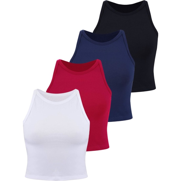 4 st Basic Crop Tank Tops Dam Sleeveless Racerback Crop Tops Sport Crop Tops för Dam Tjejer Daglig Användning