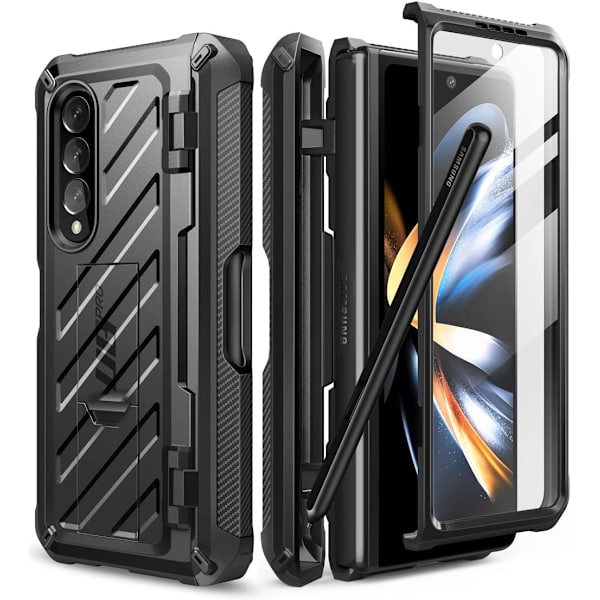 CASE Unicorn Beetle Pro Fodral för Samsung Galaxy Z Fold 4 5G (2022), Helkropp Dubbelskikts Robust Fodral med Inbyggd Skärm Svart