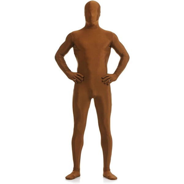 ler herr och dam spandex helkropp zentai kostym body brun medium