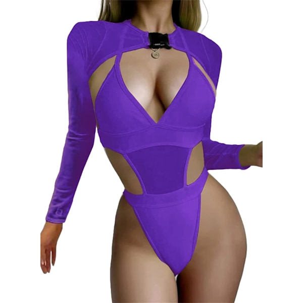 funiby Dam Bodycon Spänne Hög Hals Jumpsuits Rompers Sexig Cutout Bodysuits En Delad Outfit Clubwear