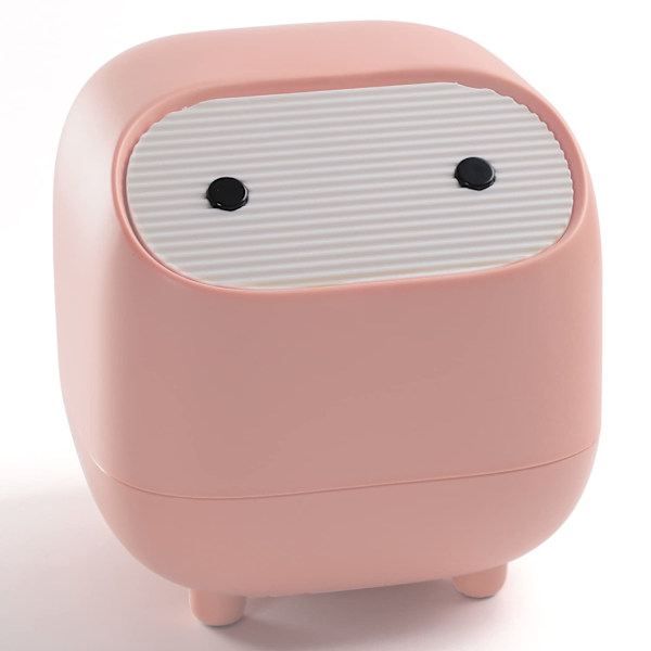 FIYN Söt papperskorg, Mini papperskorg för skrivbord, Pop Up papperskorg för camping SUV, Drive Auto med låsande lock Press - Rosa Rosa