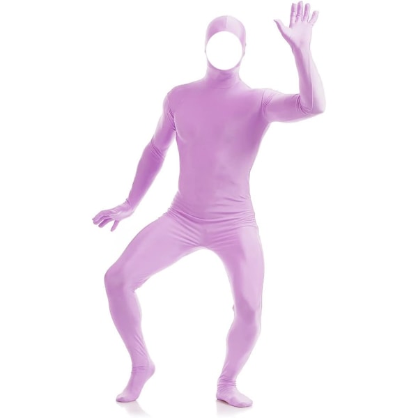 ler herr och dam spandex öppen ansikte helkropp zentai kostym body ljus lila liten