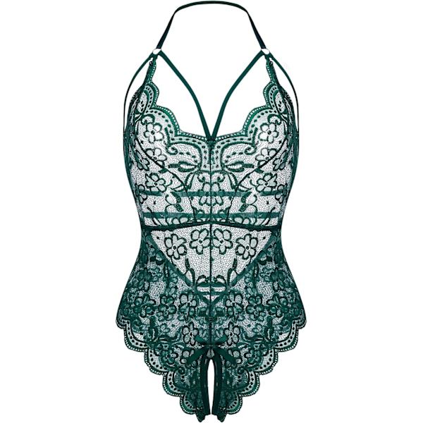 LO VITA Dam Lingerie Spets Bodysuit En Delig Babydoll Teddy Chemise Nattkläder Mörkgrön XX-Large