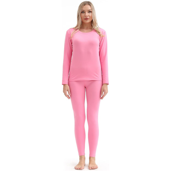 IQI Termisk Underkläder Kvinnor Ultra-Mjuk Long Johns Set Baslager Skidåkning Vinter Varma Topp & Botten, Army Rosa X-Large